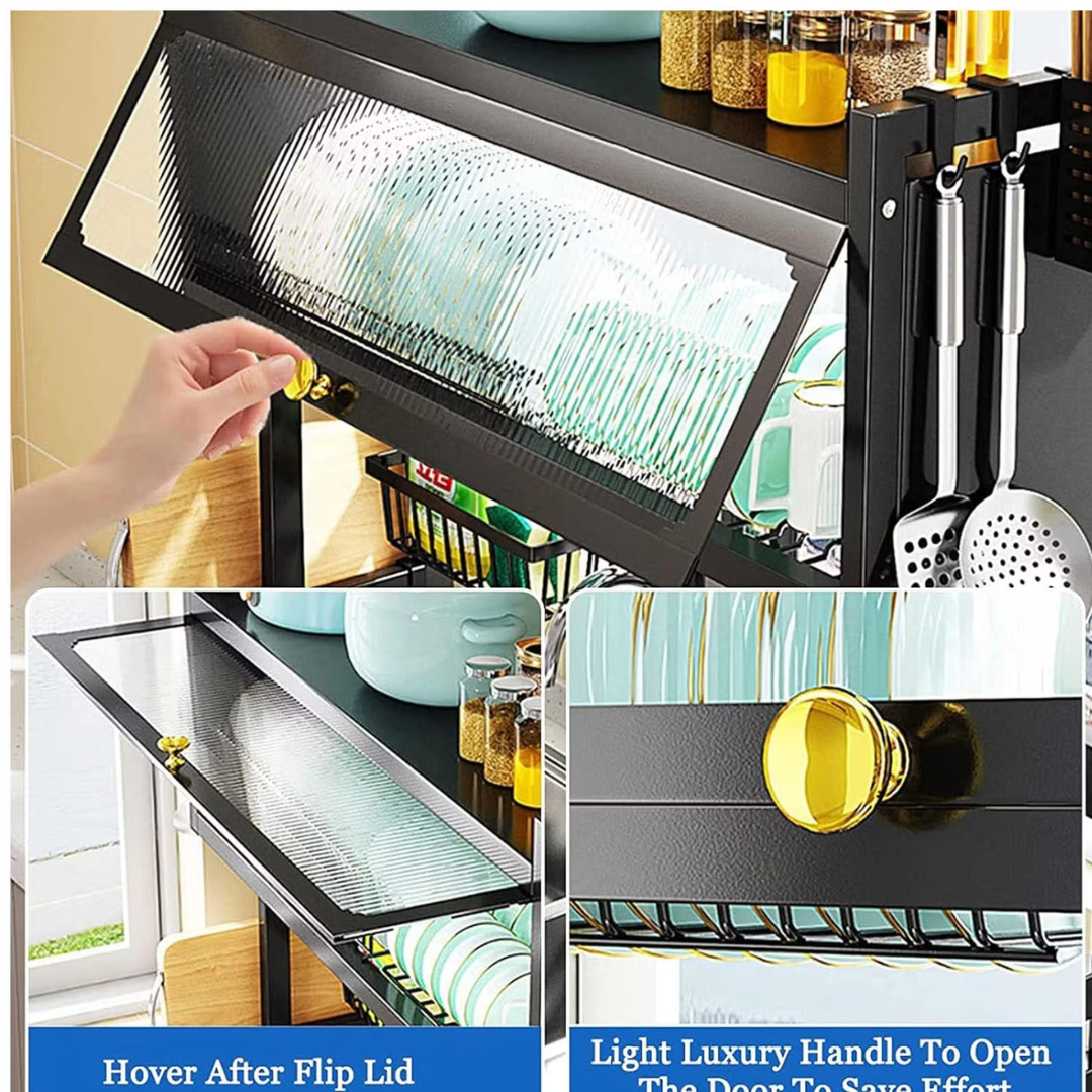 Escurridor y Organizador de Platos con Tapa – Cocina ordenada sin esfuerzo