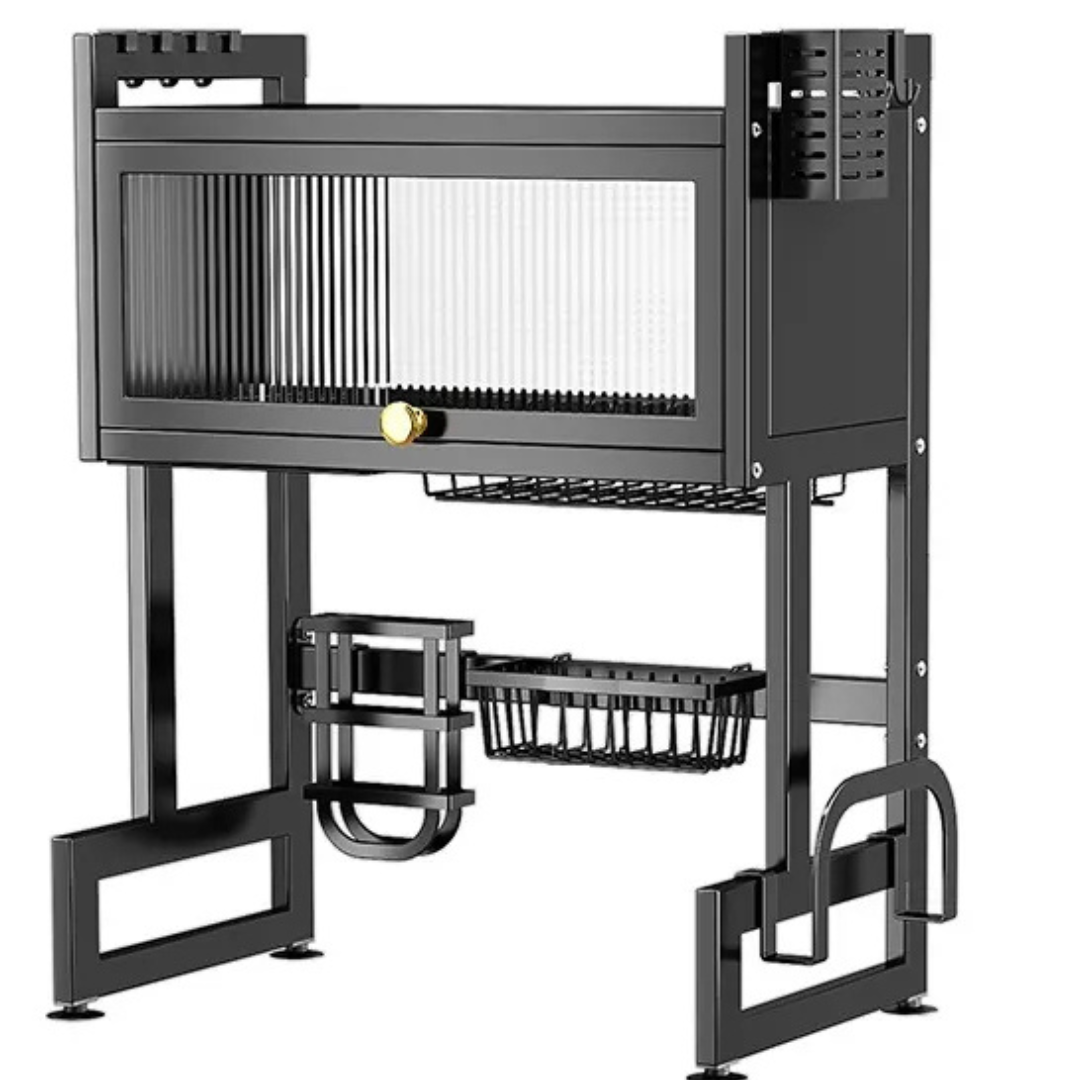 Escurridor y Organizador de Platos con Tapa – Cocina ordenada sin esfuerzo