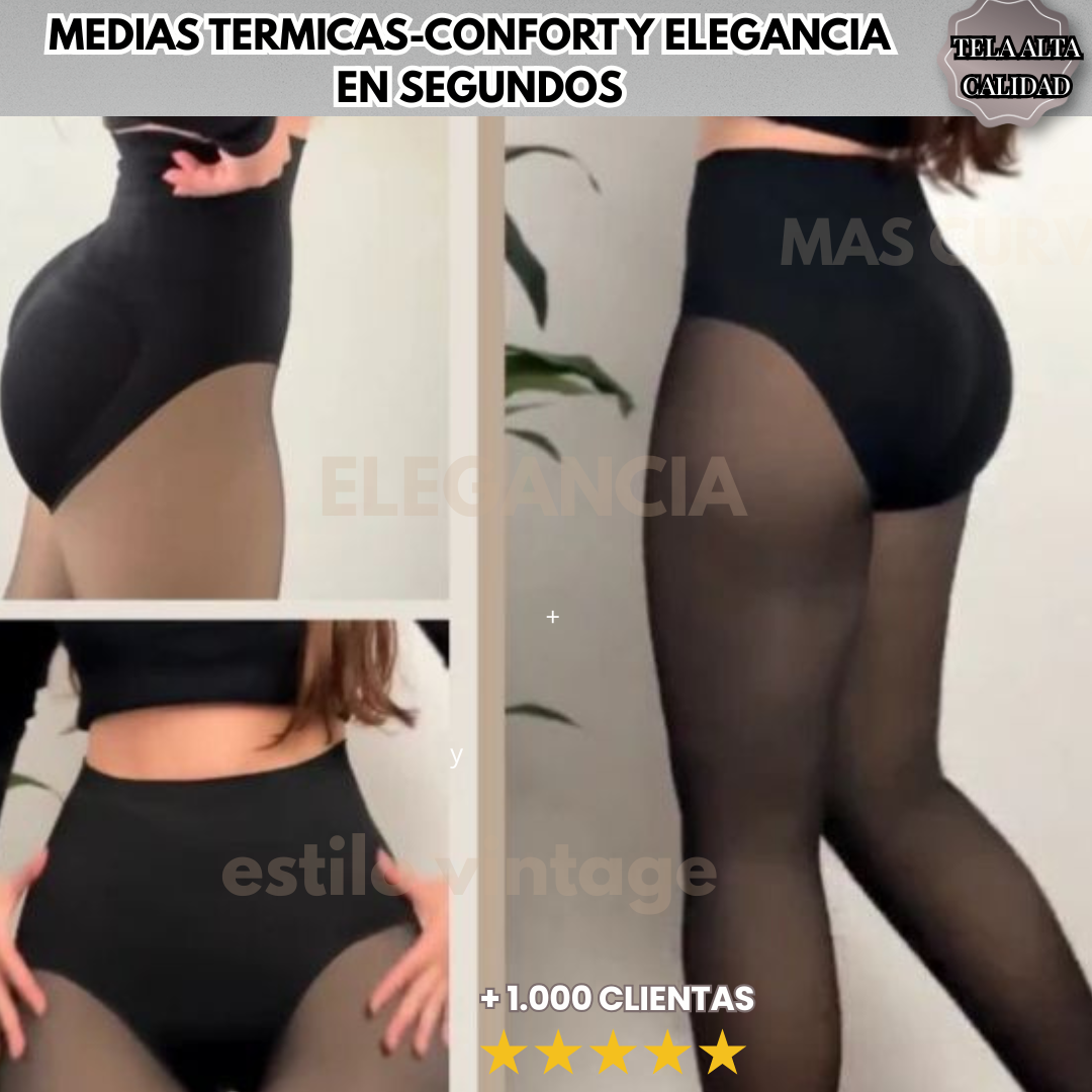 “Medias Térmicas Push-Up 220 g – Controla tu abdomen, realza tus curvas y te mantiene cálida