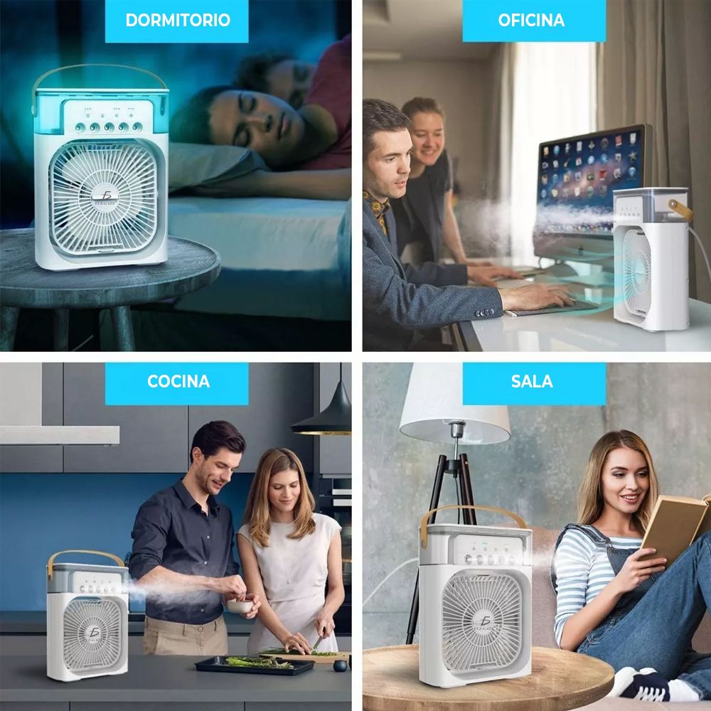 ¡FRESCURA EN CUALQUIER LUGAR! 🌬️ VENTILADOR PORTÁTIL CON TANQUE DE AGUA,USB Y LUZ LED