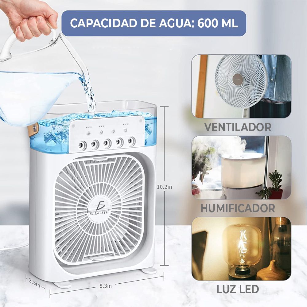 ¡FRESCURA EN CUALQUIER LUGAR! 🌬️ VENTILADOR PORTÁTIL CON TANQUE DE AGUA,USB Y LUZ LED