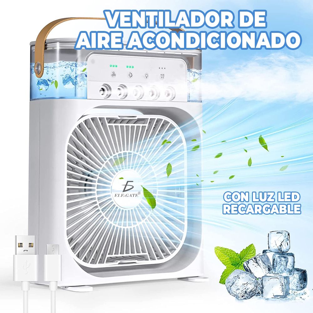 ¡FRESCURA EN CUALQUIER LUGAR! 🌬️ VENTILADOR PORTÁTIL CON TANQUE DE AGUA,USB Y LUZ LED