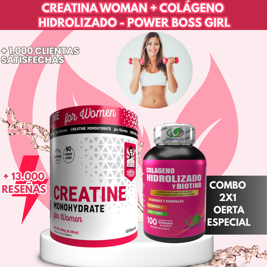 CREATINA WOMAN + COLAGENO HIDROLIZADO - POWER BOSS GIRL