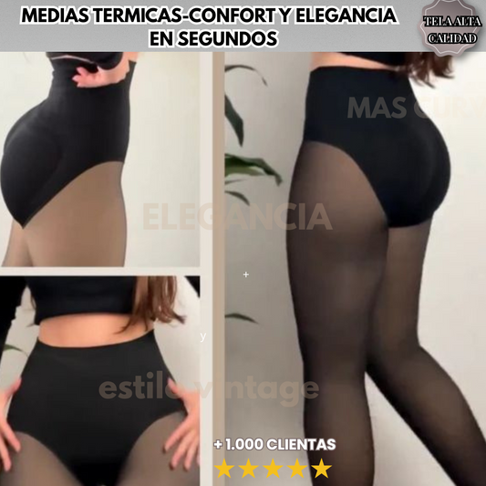 “Medias Térmicas Push-Up 220 g – Controla tu abdomen, realza tus curvas y te mantiene cálida